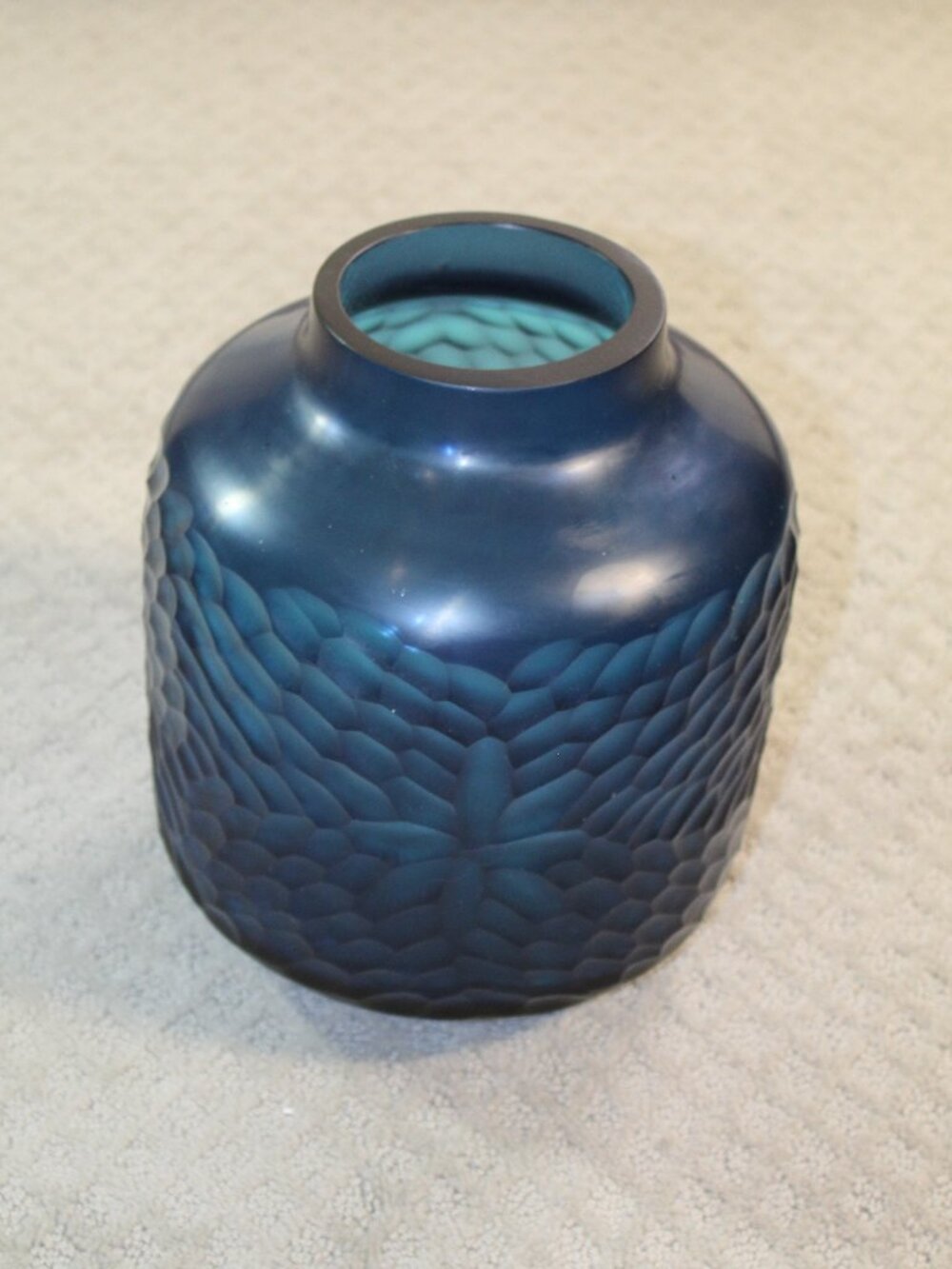Blessings Unlimited Blue Chiseled Glass 10" Vase